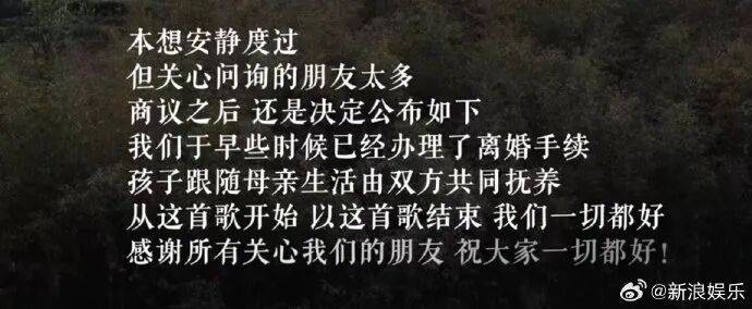 皇冠注册平台_李亚鹏官宣与海哈金喜离婚:已经办理了离婚手续皇冠注册平台,孩子跟随母亲生活,由双方抚养